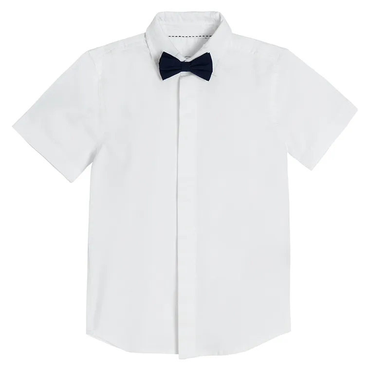 Cool Club, Komplet chłopięcy, Koszula z krótkim rękawem, Mucha, biało-granatowy