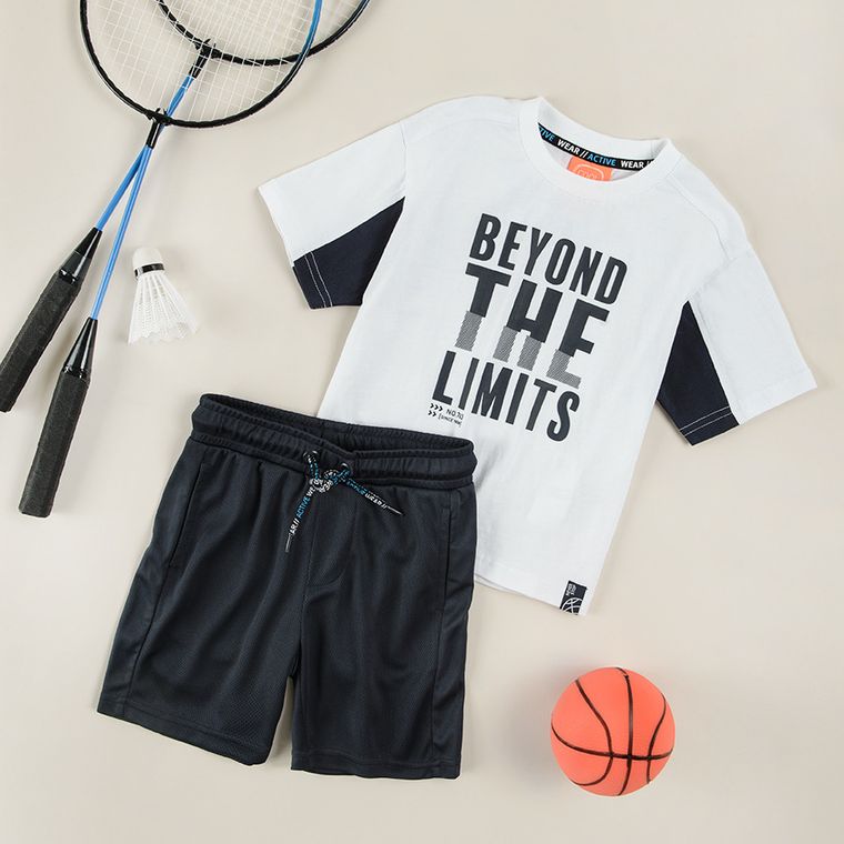 Cool Club, Komplet chłopięcy, T-shirt, Szorty, biało-granatowy