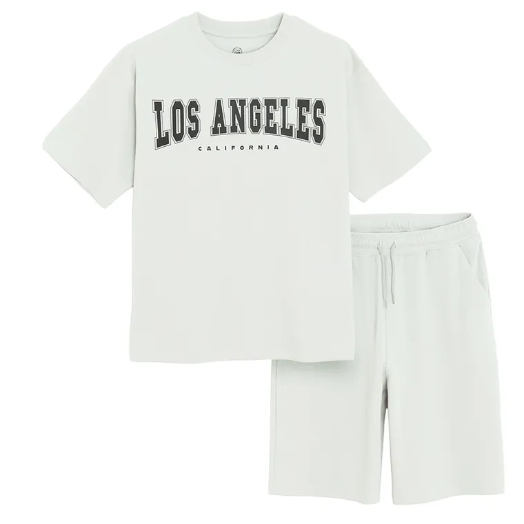 Cool Club, Komplet chłopięcy, T-shirt, Szorty, szary