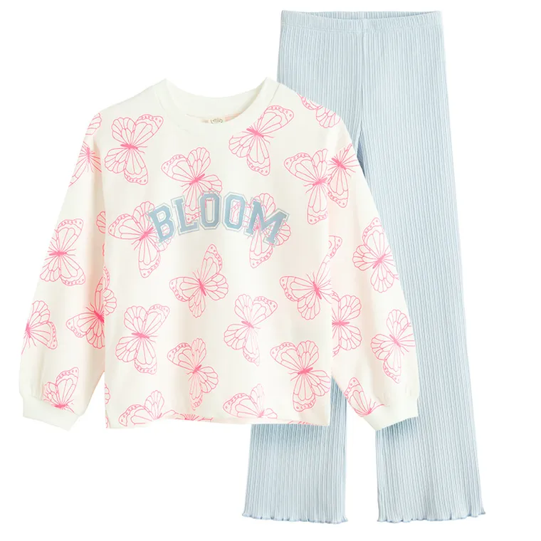 Cool Club, Komplet dziewczęcy, Bluza, Legginsy, flare, prążkowane, mix