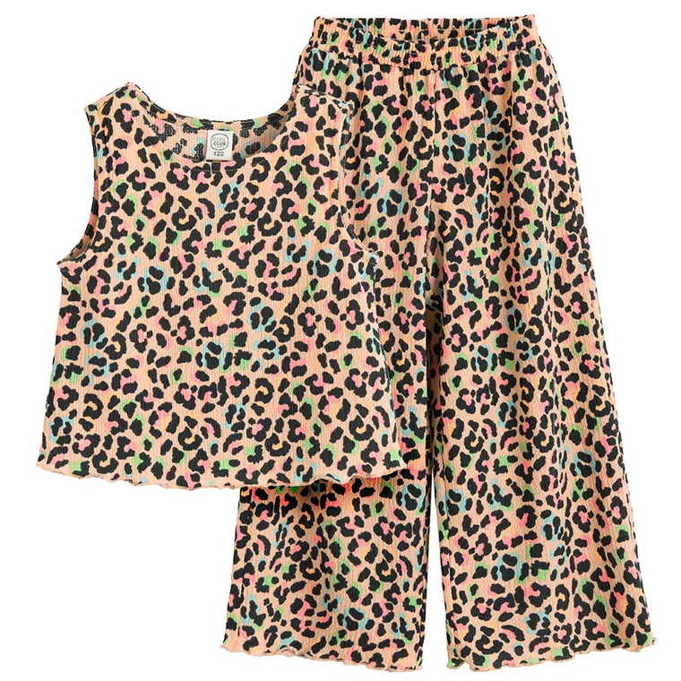 Cool Club, Komplet dziewczęcy, Bluzka bez rękawów, Spodnie materiałowe, wide, pomarańczowy