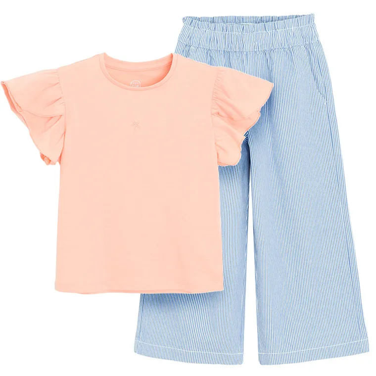 Cool Club, Komplet dziewczęcy, Bluzka z krótkim rękawem, Spodnie materiałowe, wide, mix