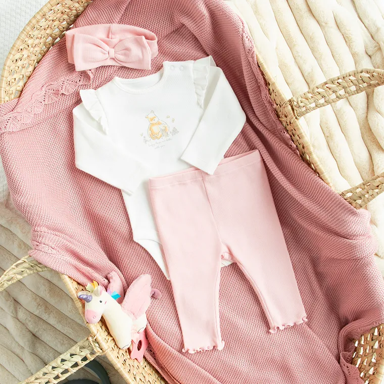 Cool Club, Komplet dziewczęcy, Body z długim rękawem, Legginsy, Opaska, prążkowany, mix, Kubuś Puchatek