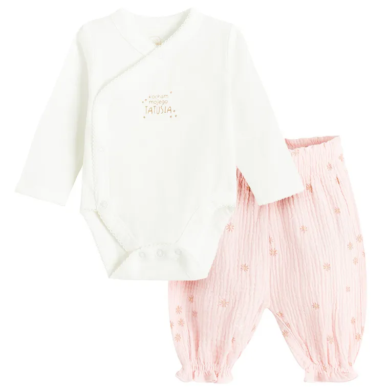 Cool Club, Komplet dziewczęcy, Body z długim rękawem, Półśpiochy muślinowe, mix