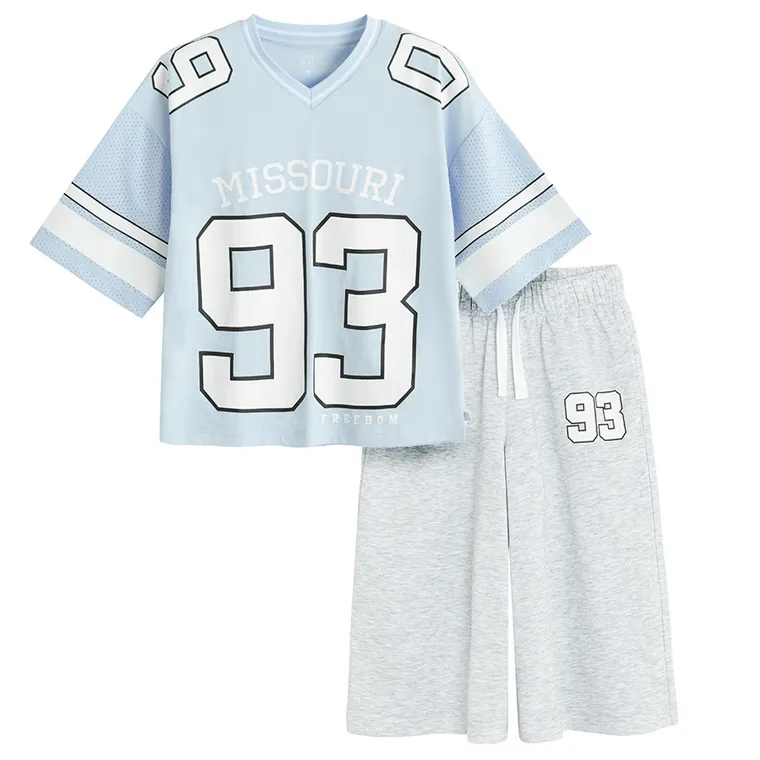 Cool Club, Komplet dziewczęcy, T-shirt, crop top, Szorty, mix