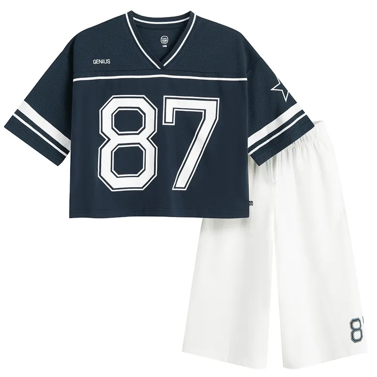 Cool Club, Komplet dziewczęcy, T-shirt, crop top, Szorty, mix