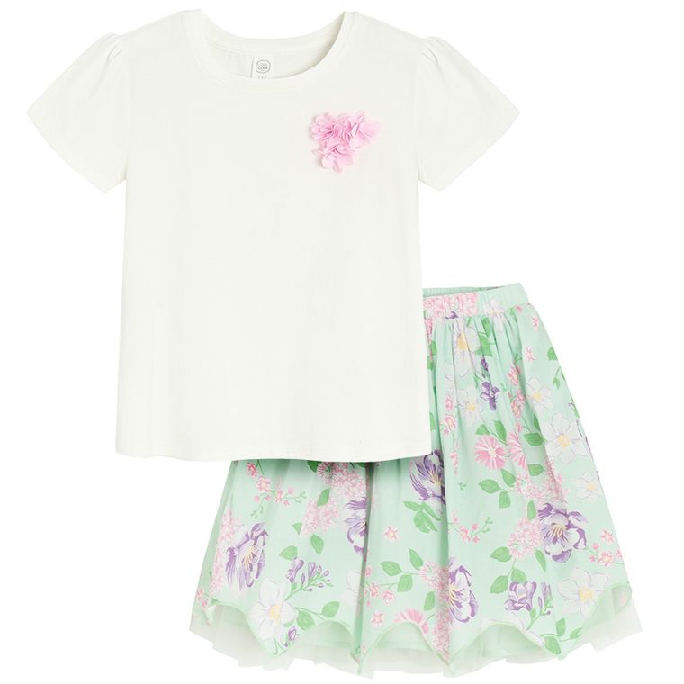 Cool Club, Komplet dziewczęcy, T-shirt dziewczęcy, Spódnica, mix