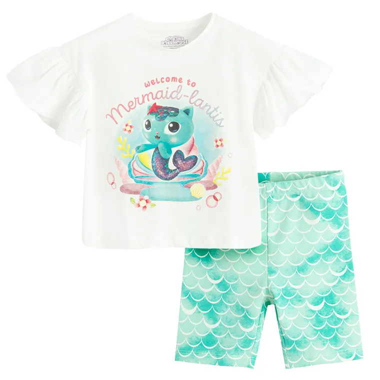 Cool Club, Komplet dziewczęcy, T-shirt, Legginsy, kolarki, mix, Koci Domek Gabi