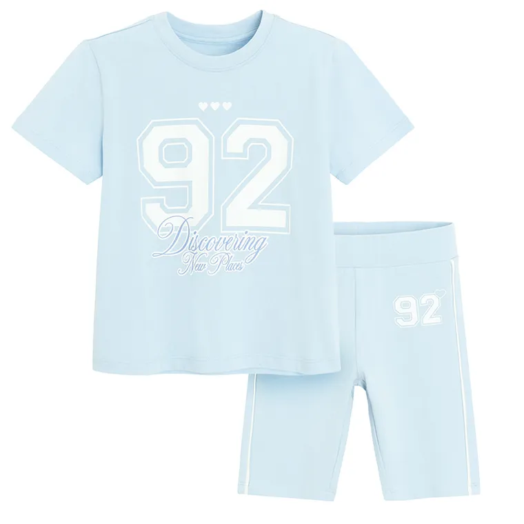 Cool Club, Komplet dziewczęcy, T-shirt, Legginsy, kolarki, niebieski