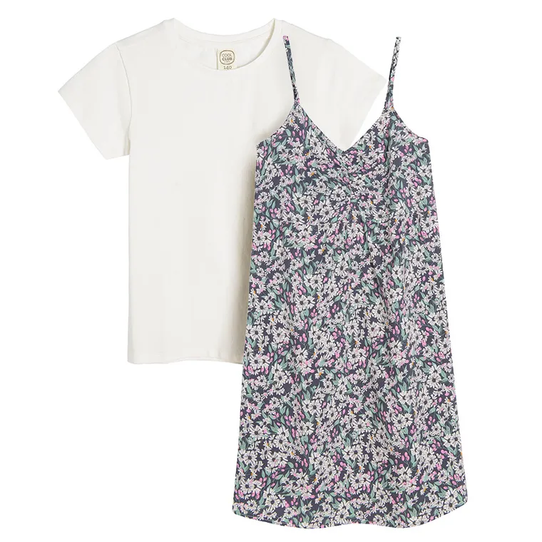 Cool Club, Komplet dziewczęcy, T-shirt, Sukienka na ramiączka, mix