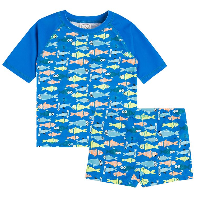 Cool Club, Komplet kąpielowy chłopięcy, T-shirt, Szorty, ryby