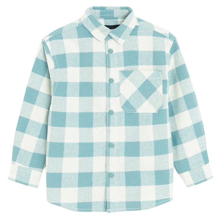 Cool Club, Koszula chłopięca z długim rękawem, flanelowa, niebiesko-biała