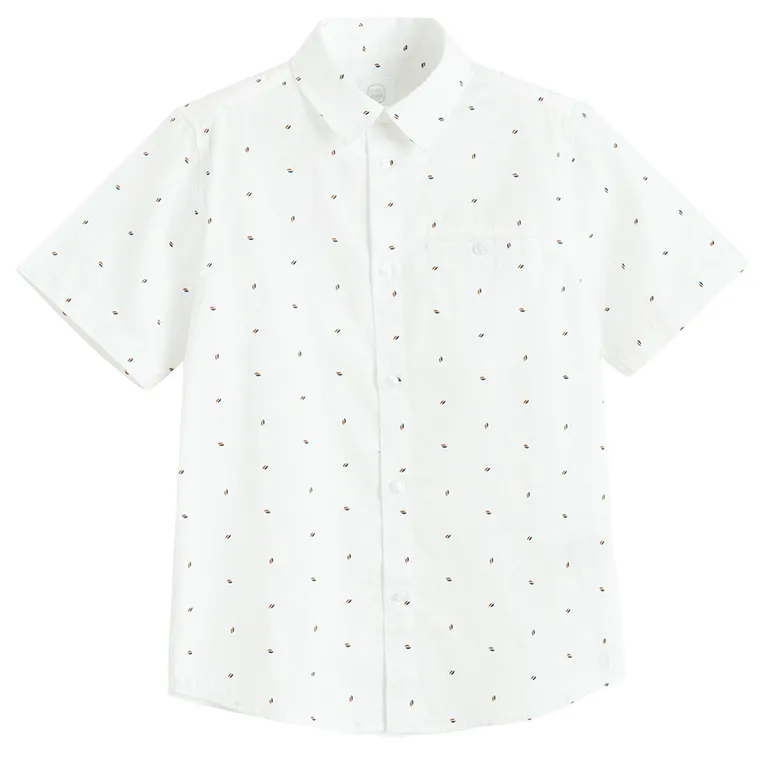 Cool Club, Koszula chłopięca z krótkim rękawem, regular, biała