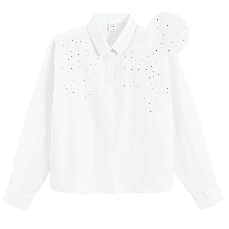 Cool Club, Koszula dziewczęca z długim rękawem, biała