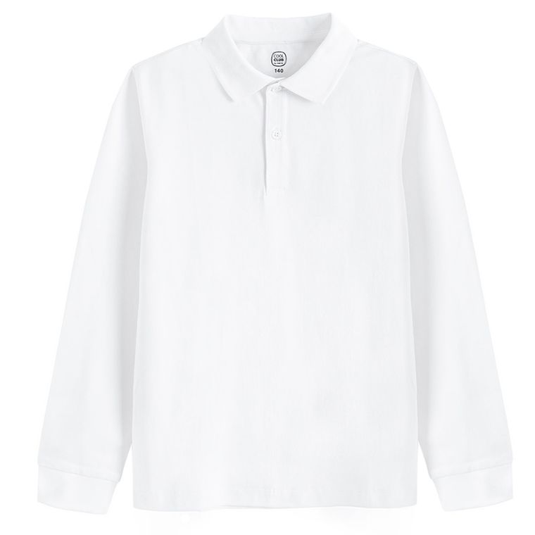 Cool Club, Koszulka polo chłopięca z długim rękawem, biała