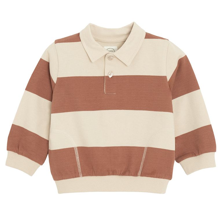 Cool Club, Koszulka polo chłopięca z długim rękawem, brązowa