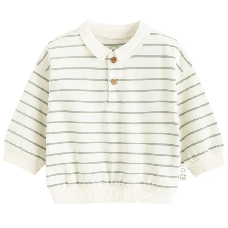 Cool Club, Koszulka polo chłopięca z długim rękawem, ecru