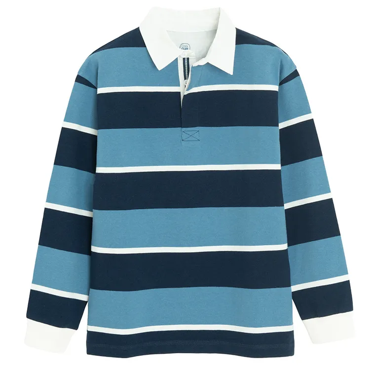 Cool Club, Koszulka polo chłopięca z długim rękawem, niebieska