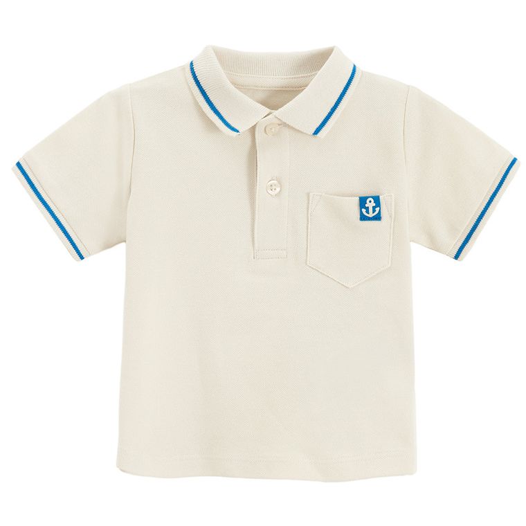 Cool Club, Koszulka polo chłopięca z krótkim rękawem, beżowa