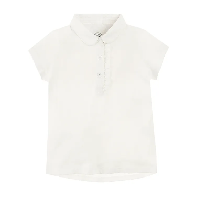 Cool Club, Koszulka polo dziewczęca z krótkim rękawem, biała