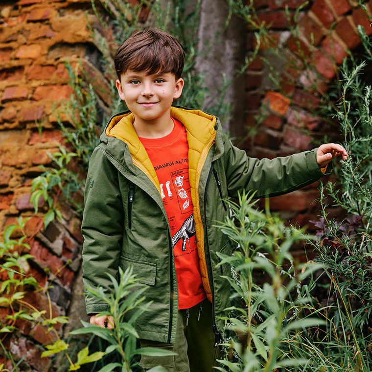 Cool Club, Kurtka chłopięca z kapturem, 3w1, zielono-musztardowa