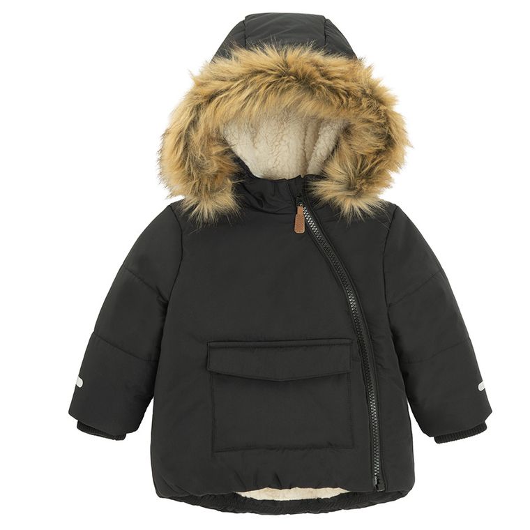 Cool Club, Kurtka chłopięca z kapturem, ocieplana, czarna