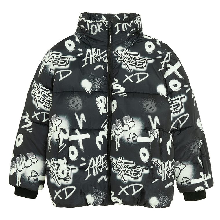 Cool Club, Kurtka chłopięca z kapturem, ocieplana, czarno-biała