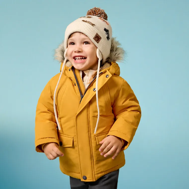 Cool Club, Kurtka chłopięca z kapturem, ocieplana, musztardowa