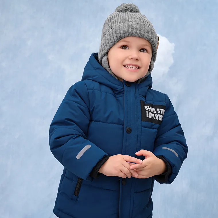 Cool Club, Kurtka chłopięca z kapturem, ocieplana, niebieska