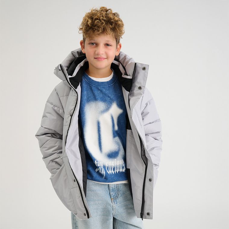 Cool Club, Kurtka chłopięca z kapturem, ocieplana, szara
