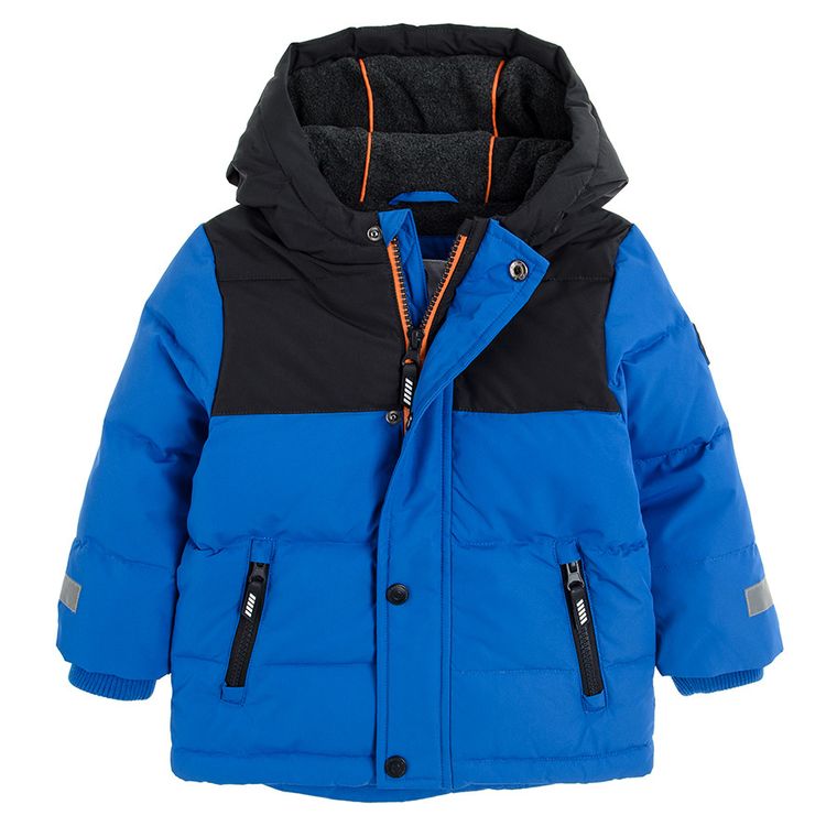 Cool Club, Kurtka chłopięca z kapturem, puchowa, niebieska