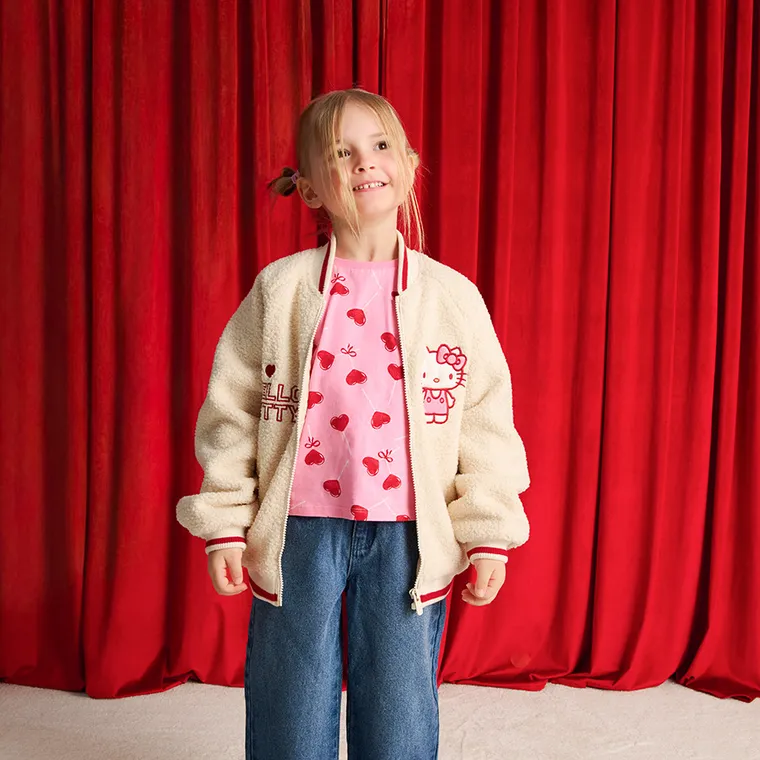 Cool Club, Kurtka dziewczęca, rozpinana, ecru, Hello Kitty