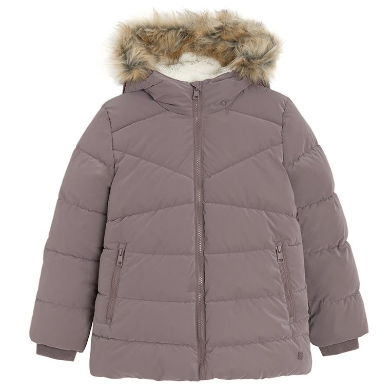 Cool Club, Kurtka dziewczęca z kapturem, ocieplana, ciemnofioletowa