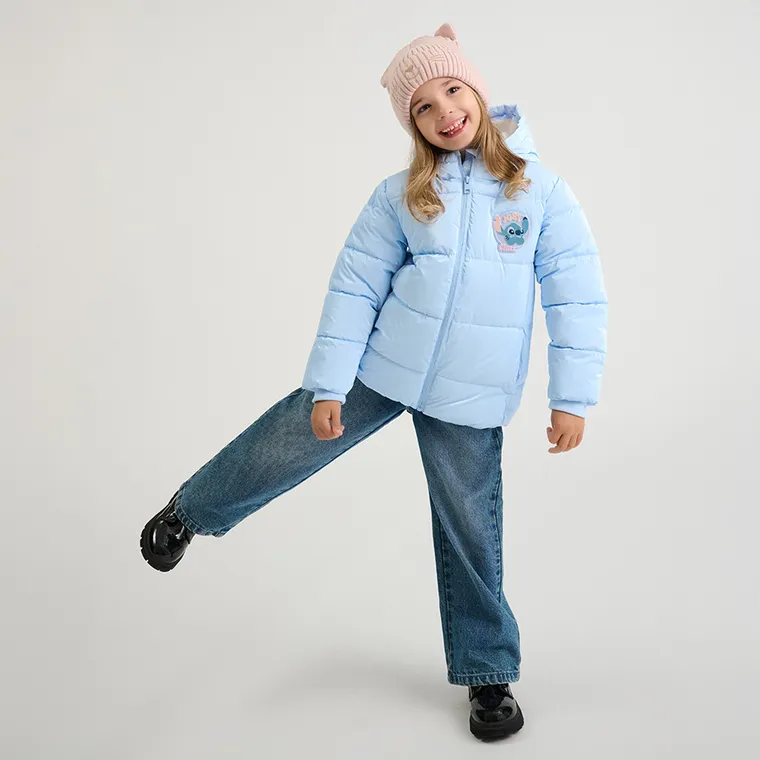 Cool Club, Kurtka dziewczęca z kapturem, ocieplana, niebieska, Lilo i Stitch