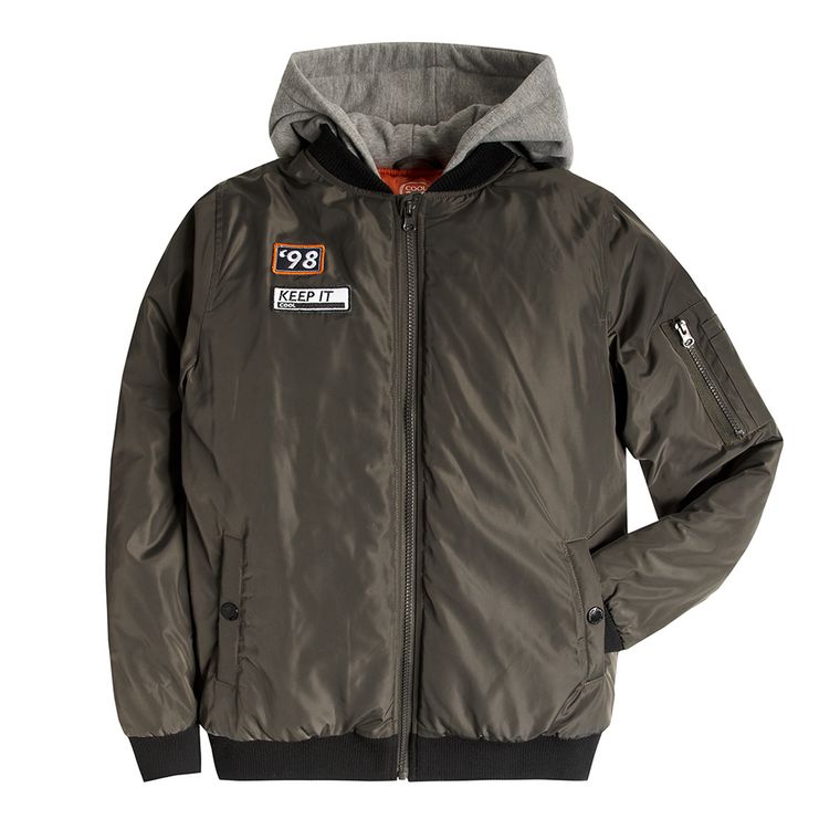 Cool Club, Kurtka jesienna chłopięca, bomberka z kapturem, zielona