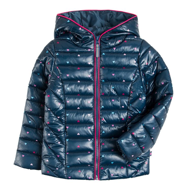 Cool Club, Kurtka jesienna dziewczęca, granatowa, kolorowe serca