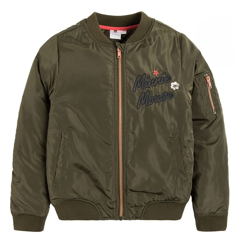 Cool Club, Kurtka jesienna dziewczęca, zielona, bomberka, Myszka Minnie