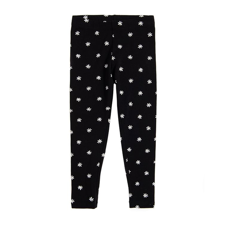 Cool Club, Legginsy dziewczęce, czarne, kwiatki