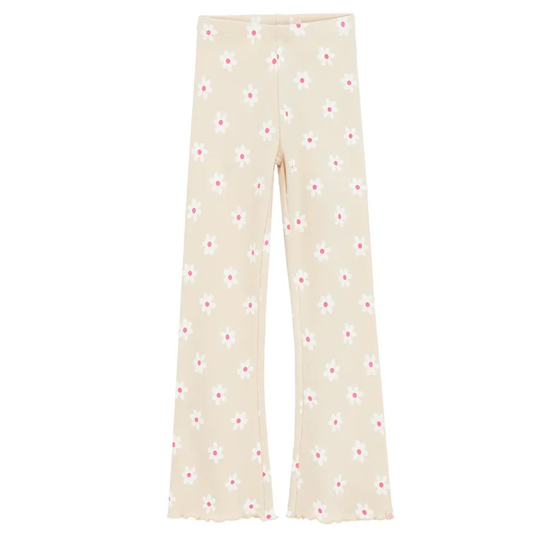 Cool Club, Legginsy dziewczęce, flare, prążkowane, beżowe