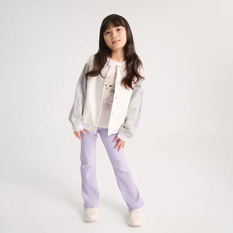 Cool Club, Legginsy dziewczęce, flare, prążkowane, fioletowe