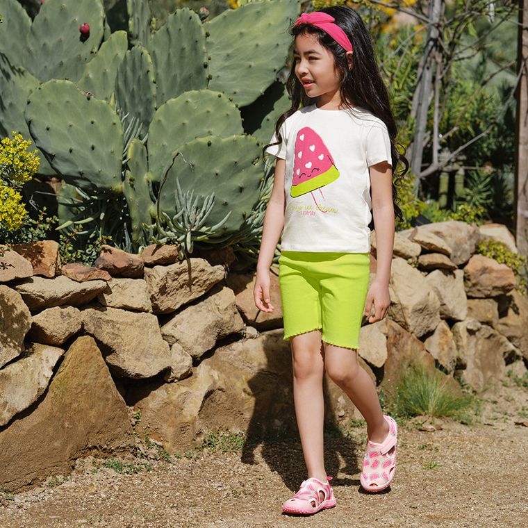 Cool Club, Legginsy dziewczęce, kolarki, prążkowane, limonkowe fluo