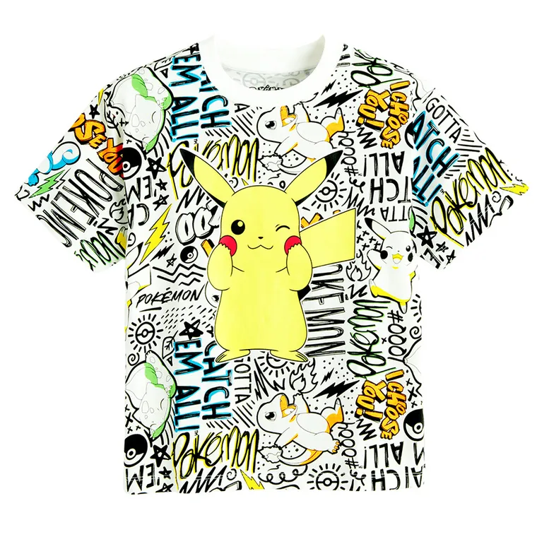 Cool Club, Luźny t-shirt chłopięcy, biały, Pokemon