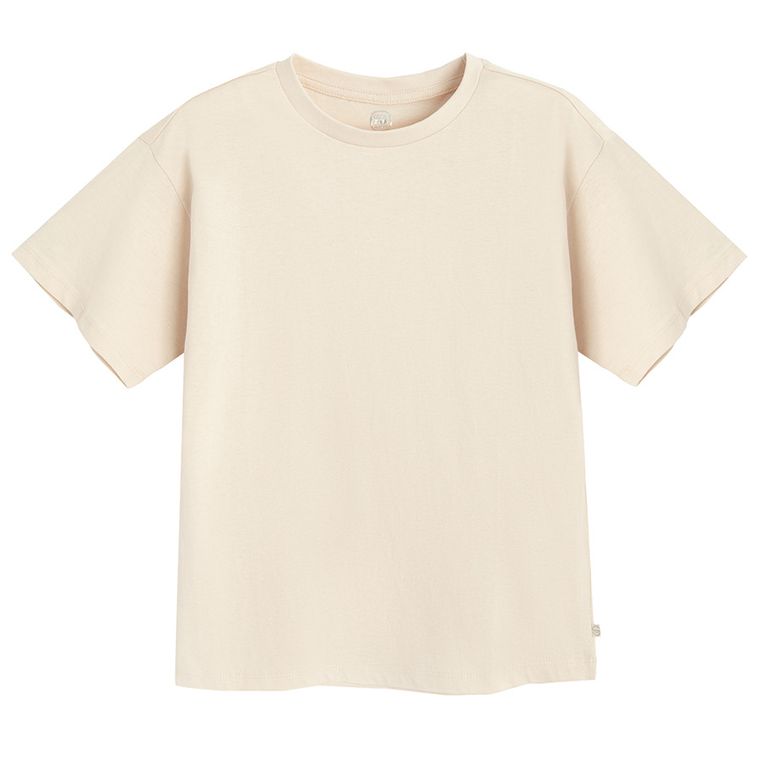 Cool Club, Luźny t-shirt dziewczęcy, beżowy