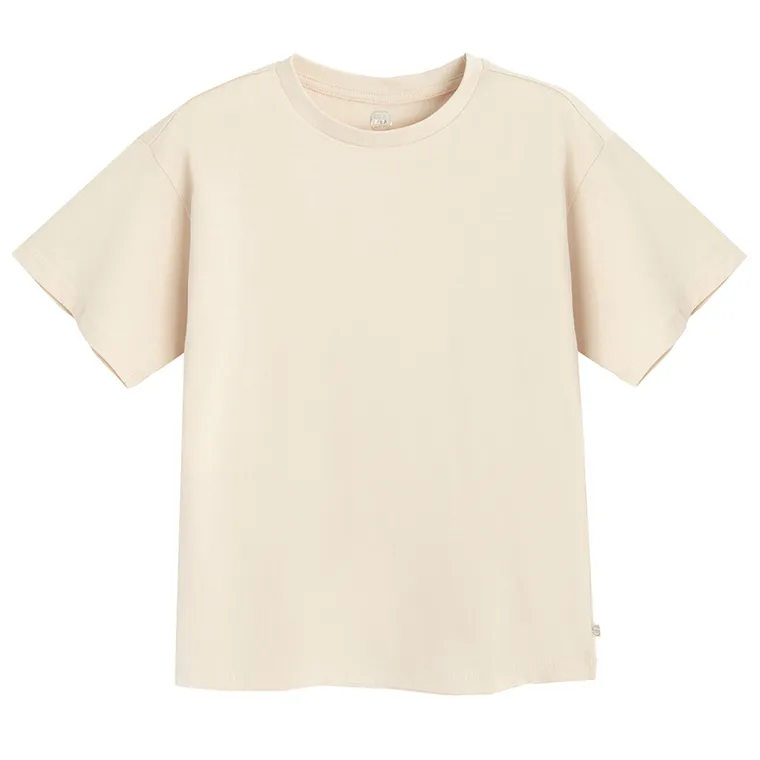Cool Club, Luźny t-shirt dziewczęcy, beżowy