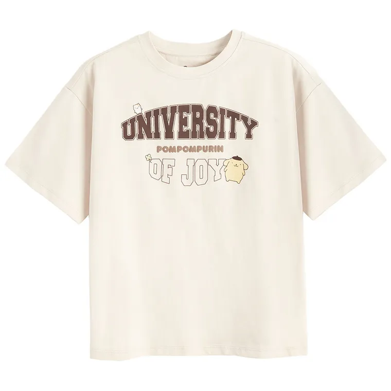 Cool Club, Luźny t-shirt dziewczęcy, beżowy, Hello Kitty and Friends