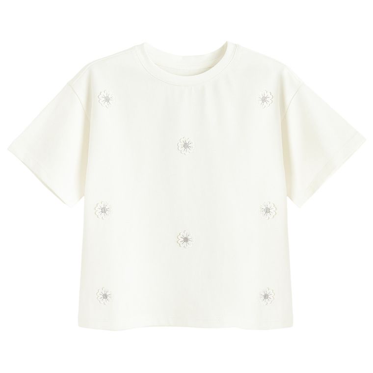 Cool Club, Luźny t-shirt dziewczęcy, biały