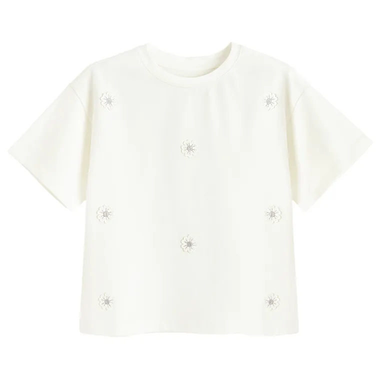 Cool Club, Luźny t-shirt dziewczęcy, biały