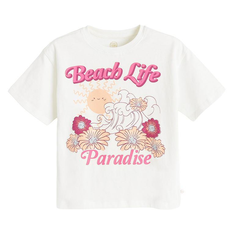 Cool Club, Luźny t-shirt dziewczęcy, biały