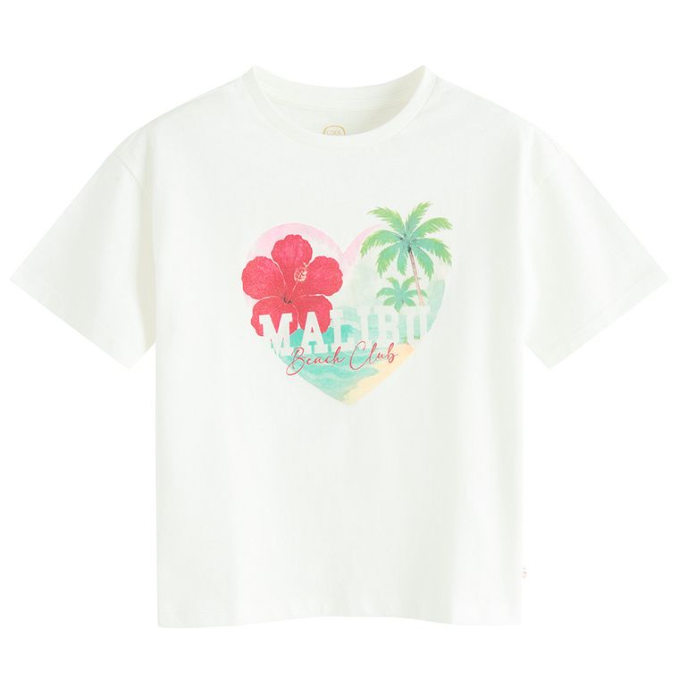 Cool Club, Luźny t-shirt dziewczęcy, biały