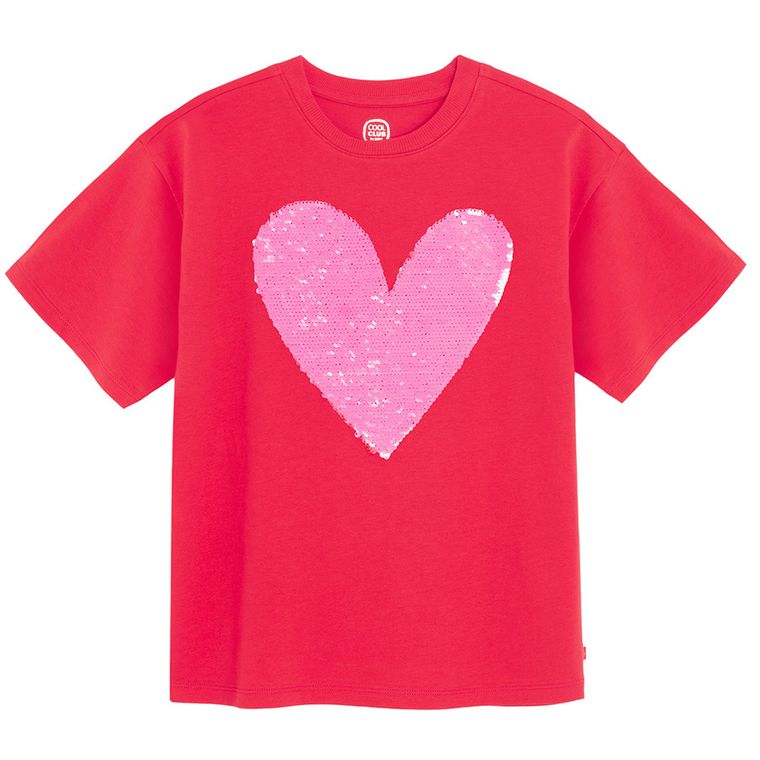 Cool Club, Luźny t-shirt dziewczęcy, czerwony